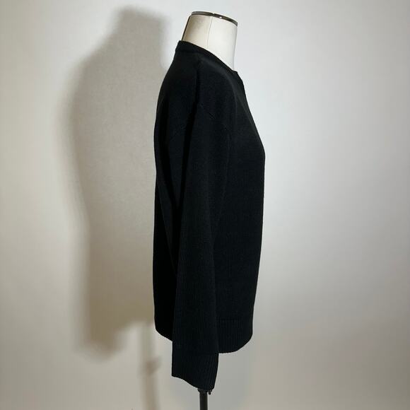 Halston Black Gold Chain Link Keyhole V-Neck Sweater Womens Size Medium M Career - Picture 3 of 10